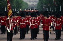 Guards in the Mall returning from Trooping the ColourHorse Guards Parade The Mall Buckingham PalaceColor European Great Britain Londres Northern Europe UK United Kingdom British Isles Equestrian Sh...