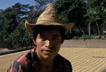 Quiche Indian labourer on coffee finca near Acatenango American Central America Farming Agraian Agricultural Growing Husbandry  Land Producing Raising Hispanic Latin America Latino One individual Sol...