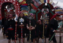 Quiche Indian Cofradia brotherhood in ceremonial dressAmerican Central America Hispanic Latin America Latino Religious