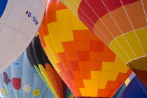 Inflated Hot Air Balloons with prominent flower pattern on one.European Schweiz Suisse Svizzera Swiss Western Europe Winter Snow Festivals International Balloon Festival 1 Guangzhou Single unitary