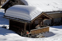 Snow covered house in the centre of Murren town.European Schweiz Suisse Svizzera Swiss Western Europe  Winter Housing Architecture Snow Center