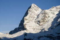Close up of the Eiger Mountain from Murren. European Schweiz Suisse Svizzera Swiss Western Europe  Mountains Geography Winter Scenic