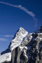 Close up of the Eiger Mountain from Murren. European Schweiz Suisse Svizzera Swiss Western Europe  Mountains Geography Winter Scenic