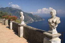 Villa Cimbrone. Statues on the Belvedere of Infinity overlooking seaStatues Seascapes Coastlines European Italia Italian Southern Europe Scenic