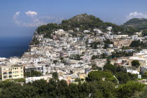 A section of Capri Town from hill leading to Punta del Cannone Coastlines Seascapes Islands Mediterranean European Italia Italian Southern Europe Scenic