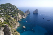 Faraglioni Rocks from Punta del Cannone viewpoint with Augustus Gardens bottom leftCoastlines Seascapes Islands Mediterranean European Italia Italian Southern Europe