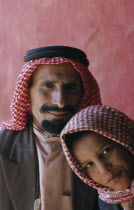 Portrait of a Bedouin man and woman Asian Female Women Girl Lady Male Men Guy Middle East Qatari