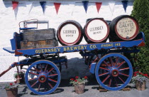 Forest Parish. German Occupation Museum. Brewery barrells and cart display outside main entrance.European Northern Europe History