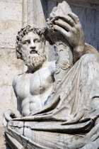 Statue representing the River Tiber remodelled from a statue representing the River Tigris from Emperor Constantines bath on the Quirnal at the front of the Palazzo Senatorio  now the City Hall  in Pi...
