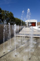 Lazio Fountains in front of the Ara Pacis The Altar of Peace a monument from 13 BC celebrating the peace created in the Mediteranean by Emperor Augustus after his victorious campaigns in Gaul and Spai...