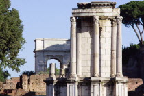 The Temple of Vesta in the Forum with the Arch of Titus in the distanceEuropean Italia Italian Roma Southern Europe Gray History Religion