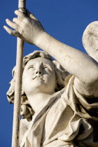 Statue of a winged female angel on the Ponte Sant Angelo bridge over the River TiberEuropean Italia Italian Roma Southern Europe History Religion Religious