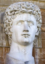 Vatican City Museums A large bust of Caesar Augustus in the Courtyard of the Belvedere PalaceEuropean Italia Italian Roma Southern Europe Catholic Principality Citta del Vaticano History Learning Les...