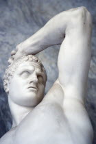 Vatican City Museums Statue of a man raising his arm in the Octagonal Courtyard of the Belvedere PalaceEuropean Italia Italian Roma Southern Europe Catholic Principality Citta del Vaticano Gray Histo...