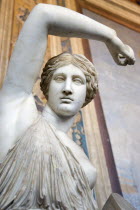 Vatican City Museums A statue of a woman raising her arm in the Room of The Busts in the Belvedere PalaceEuropean Italia Italian Roma Southern Europe Catholic Principality Citta del Vaticano Female W...