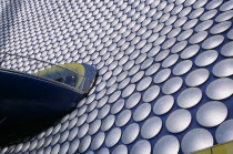 Selfridges Store at The Bullring Shopping Centre. Exterior detail of the spun aluminium discs.European Centre Great Britain Northern Europe UK United Kingdom Aluminum British Isles Center