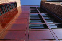 Pallant House Gallery. Angled part view looking up at the exterior of the modern gallery extensionEuropean Great Britain UK United Kingdom British Isles Northern Europe