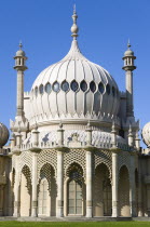 The onion shaped dome of the 19th Century Pavilion designed in the Indo- Saracenic style by John Nash commissioned by George Prince of Wales later to become King George IVEuropean Great Britain Histo...