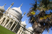 The onion shaped domes of the 19th Century Pavilion designed in the Indo- Saracenic style by John Nash commissioned by George Prince of Wales later to become King George IV.European Great Britain His...