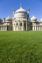 The onion shaped domes of the 19th Century Pavilion designed in the Indo- Saracenic style by John Nash commissioned by George Prince of Wales later to become King George IV.European Great Britain His...