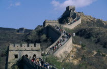 The Great Wall with tourists walking along itAsia Chinese Chungkuo Jhongguo Zhonggu Asian History Holidaymakers Jhonggu Tourism
