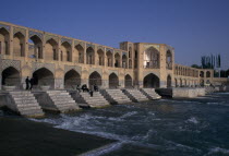 Khaju Bridge & weir over Zayande River Isfahan Esfahan Iranian Middle East