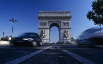 The Arc de Triomphe with cars speeding away from it French Western Europe Automobiles Autos European History