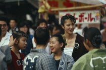 Chiba. Narita. Gion Matsuri Festival. Young women 20 years old wearing traditional costumeAsia Asian Classic Classical Female Woman Girl Lady Gray Historical Immature Japanese Nihon Nippon Older