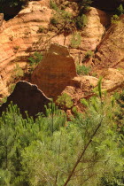 A natural park of jagged ochre cliffs beside the village of Roussillon Ochre Trail European French Western Europe