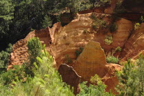 A natural park of jagged ochre cliffs beside the village of Roussillon Ochre Trail European French Western Europe