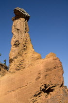 Colorado Provencal.  Cheminee de Fee or Fairy Chimneys.  Tall  eroded ochre rock pinnacle.Ochre Trail European French Western Europe