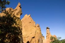 Colorado Provencal.  Cheminee de Fee or Fairy Chimneys  eroded peaks and columns of ochre rock.Ochre Trail European French Western Europe