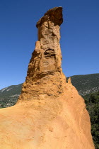 Colorado Provencal.  Cheminee de Fee or Fairy Chimneys.  Dramatic  capped  ochre rock pinnacle.Ochre Trail European French Western Europe