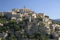 Gordes.  Village situated on hilltop with sixteenth century chateau and church at top.16th c. castle European French Western Europe Castillo Castello Scenic Castle Castello Castle Castillo
