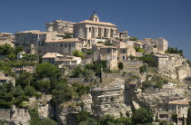 Gordes.  Village situated on hilltop with sixteenth century chateau and church at top.16th c. castle European French Western Europe Castillo Castello Scenic Castle Castello Castle Castillo