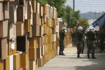 Tsunami. Hundreds of coffins waiting to be used inside the temple Wat Yan Yao temple  the main morgue where DNA samples are taken from the bodies and wait identification  100kms north of Phuket on the...