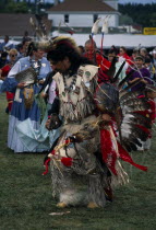 Man dressed in full regalia taking part in Pow WowAmerican Canadian Indigenous Male Men Guy North America Northern One individual Solo Lone Solitary 1 Indegent Male Man Guy Single unitary