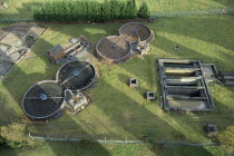 Aerial view over sewage treatment works.Ecology Entorno Environmental Environnement Green Issues