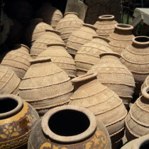 Pottery jars on display Middle East Omani