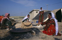 Nomads cooking Yufka or Turkish chapatti European Middle East Turkiye Western Asia