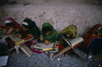 Female pupils at Koranic school.Kids Learning Lessons Middle East Northern Omani Religious Teaching Religion