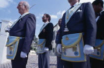 Freemasons taking part in the Peppercorn ceremony.Bermudian West Indies