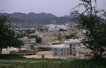 City view with mountains beyond.Middle East Omani