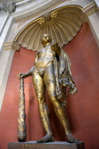 Vatican City Museum The bronze gilded cult statue of Hercules of the Theatre of Pompey in the Sala Rotonda of the 15th Century Belvedere Palace of Pope Innocent VIIIEuropean Italia Italian Roma South...