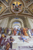 Vatican City Museum Room of The Signatura 16th Century fresco by Raphael called the School of Athens representing the truth acquired through reasonEuropean Italia Italian Roma Southern Europe Atenas...