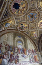 Vatican City Museum Room of The Signatura 16th Century fresco by Raphael called the School of Athens representing the truth acquired through reasonEuropean Italia Italian Roma Southern Europe Atenas...