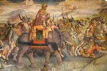 Painting of Hannibal on an elephant with his army on the wall of the Palazzo dei Conservatori Capitoline museumEuropean Italia Italian Roma Southern Europe History Learning Lessons Teaching