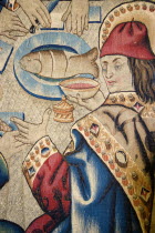 Vatican City Museum Detail of a 16th Century Flemish tapestry of the Last Supper from cartoons by RaphaelEuropean Italia Italian Roma Southern Europe Catholic Principality Citta del Vaticano Flanders...
