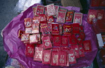 New Year Laisee or lucky packets.Asia Asian Chinese Chungkuo Jhonggu Zhonggu