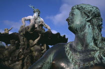 Detail of Neptunebrunnen fountain by Reinhold Begas 1891  depicting Neptune at centre with four female figures representing the major German rivers.sculpture Elbe Rhine Vistula Oder 19th c. Nineteenth Century 4 Center Deutschland European Western Europe History